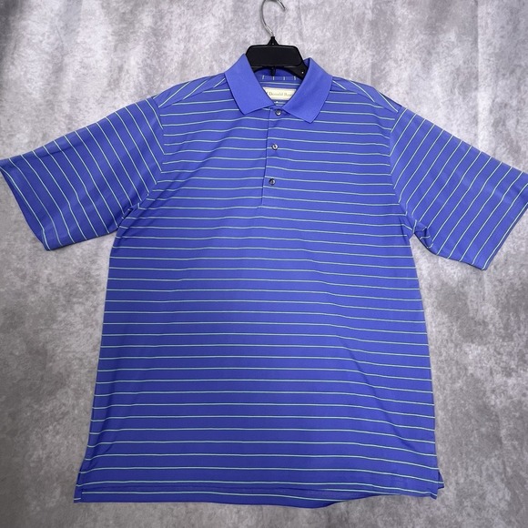 Donald Ross Other - DONALD ROSS Golf Shirt Medium Short Sleeve Blue w/Green Stripe Polyester